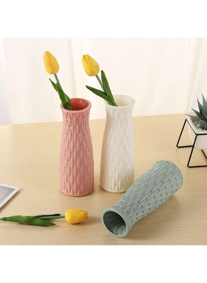 ChicAbode السيراميك تبدو الزهرية البلاستيكية، الزهرية غير القابلة للكسر، للزهور الزهرية الزهرية للقطع المركزية أو ديكور المنزل غرفة المعيشة الداخلية، الزهرية الزهرية الحديثة الزخرفية لغرفة المعيشة المكتب الوردي - Image 4